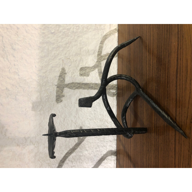 Pair of vintage wrought iron candleholders by Atelier Marolles