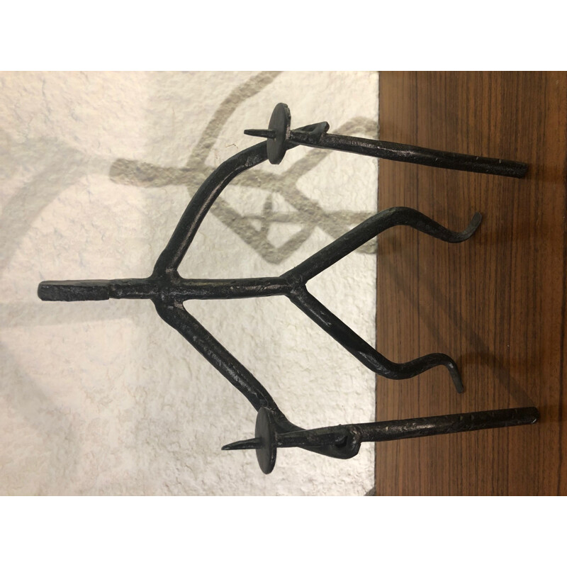 Pair of vintage wrought iron candleholders by Atelier Marolles