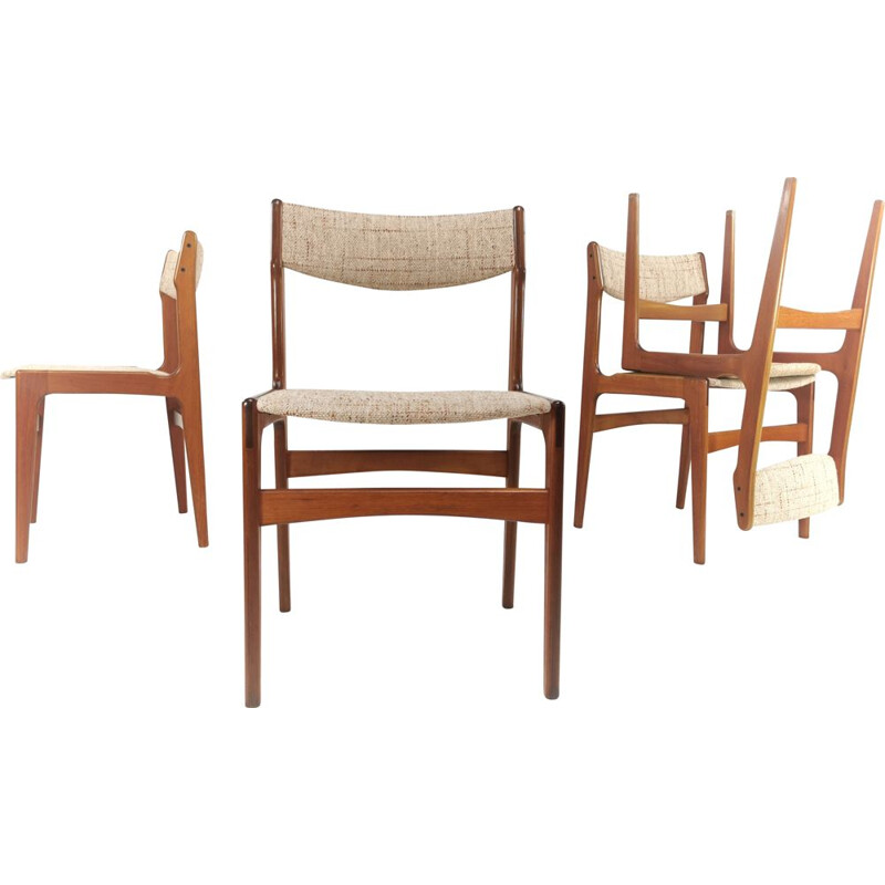 Set of 4 vintage Teak Dining Chairs by Erik Buch, Denmark