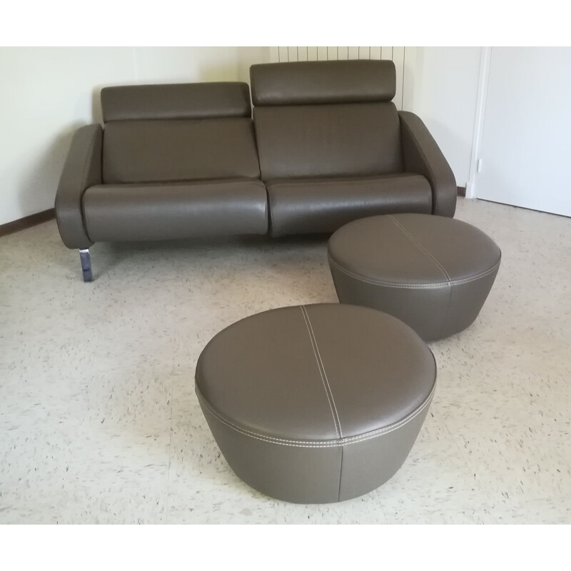 Vintage sofa and poufs by Steiner from R. Tapinassi and M. Manzoni, studio Nemo