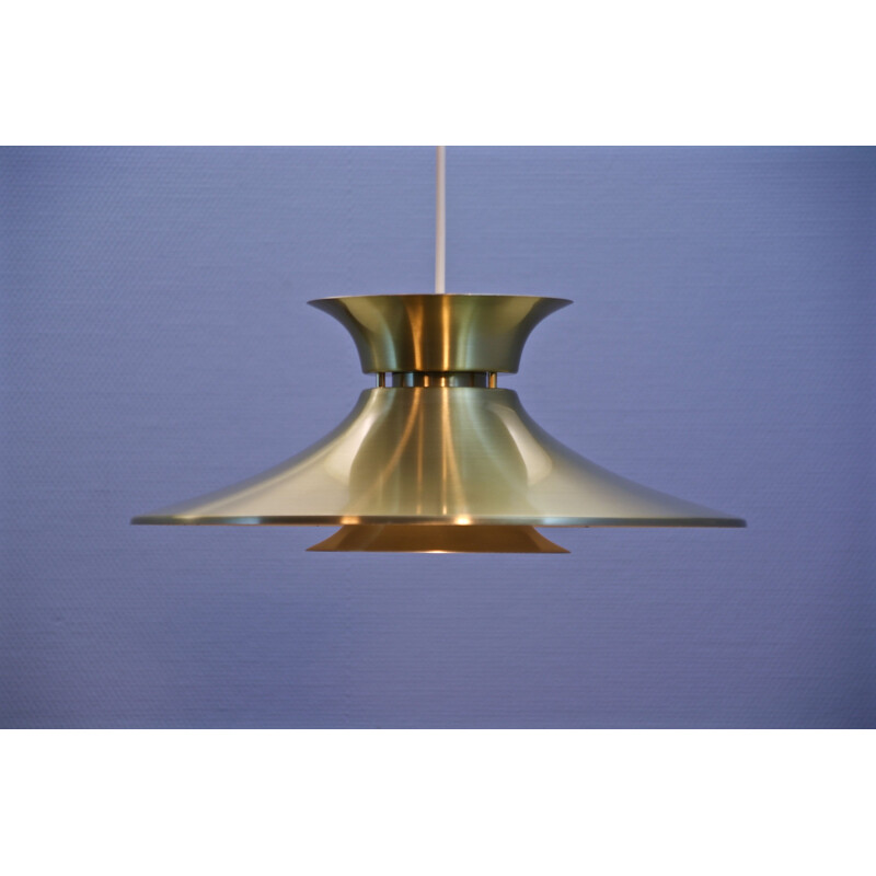 Vintage aluminium and brass pendant lamp, Denmark, 1970s