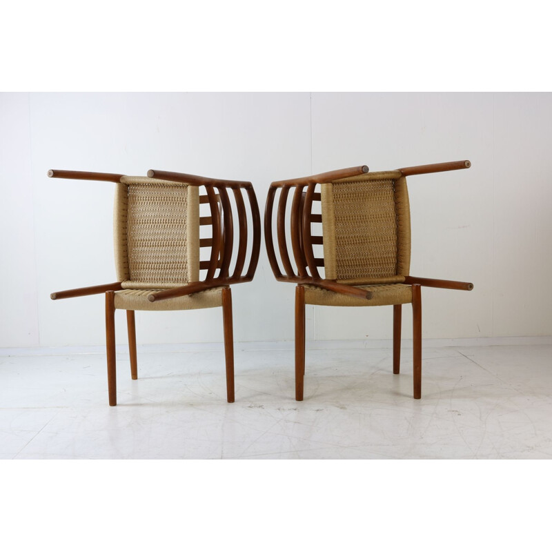 Ensemble de 4 chaises vintage en teck par Niels Møller, Danemark