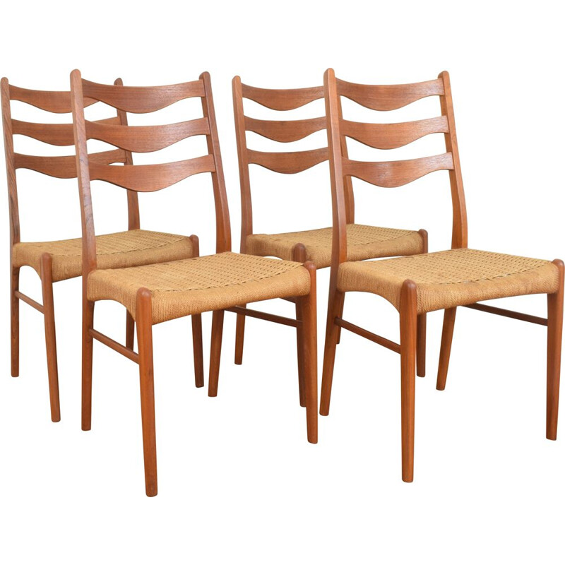 Set of 4 vintage teak chairs by Arne Wahl Inversen for Glyngøre Stolefabrik, 1960s