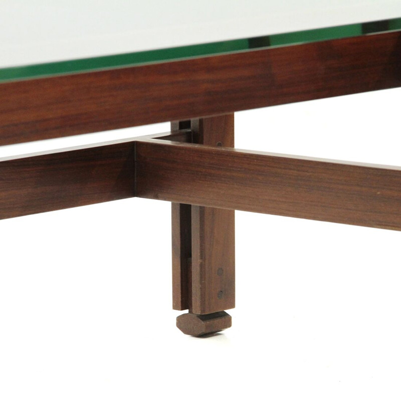 Vintage wooden and glass coffee table model 751 by Ico Parisi for Cassina, 1960s