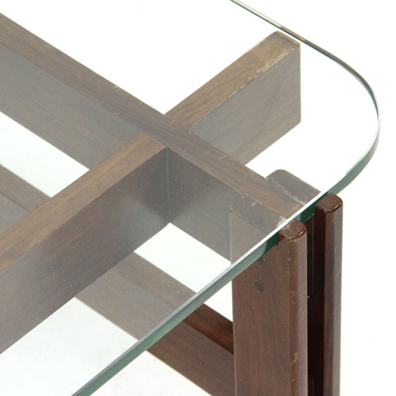 Vintage wooden and glass coffee table model 751 by Ico Parisi for Cassina, 1960s