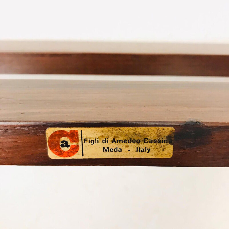 Table basse vintage en bois et verre modèle 751 de Ico Parisi pour Cassina, 1960