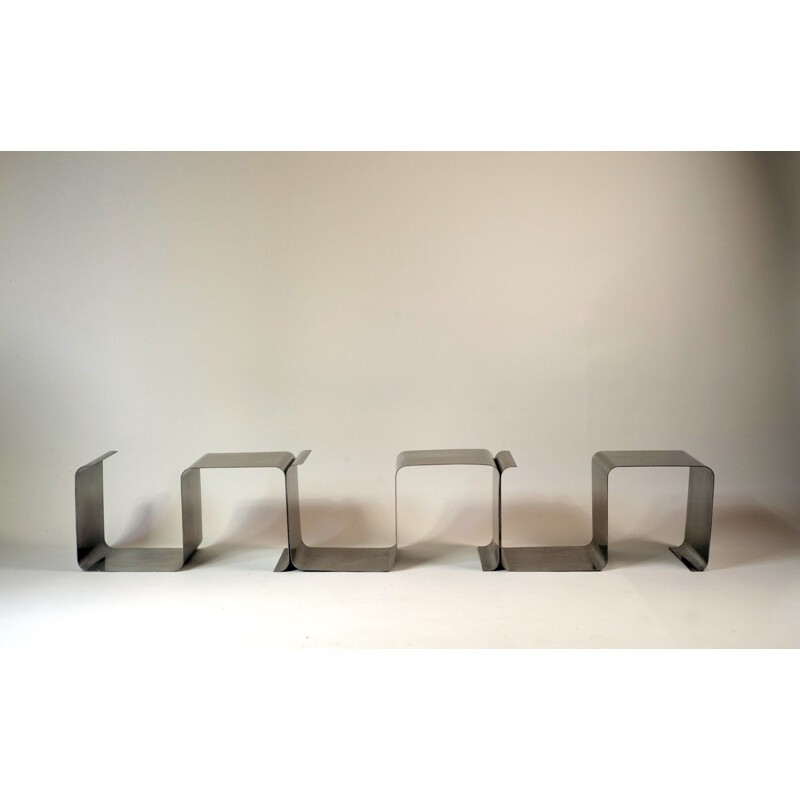 Set of 3 Kappa stainless steel shelves - 1970s