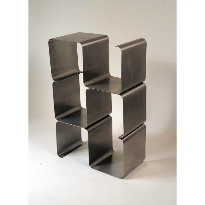 Set of 3 Kappa stainless steel shelves - 1970s