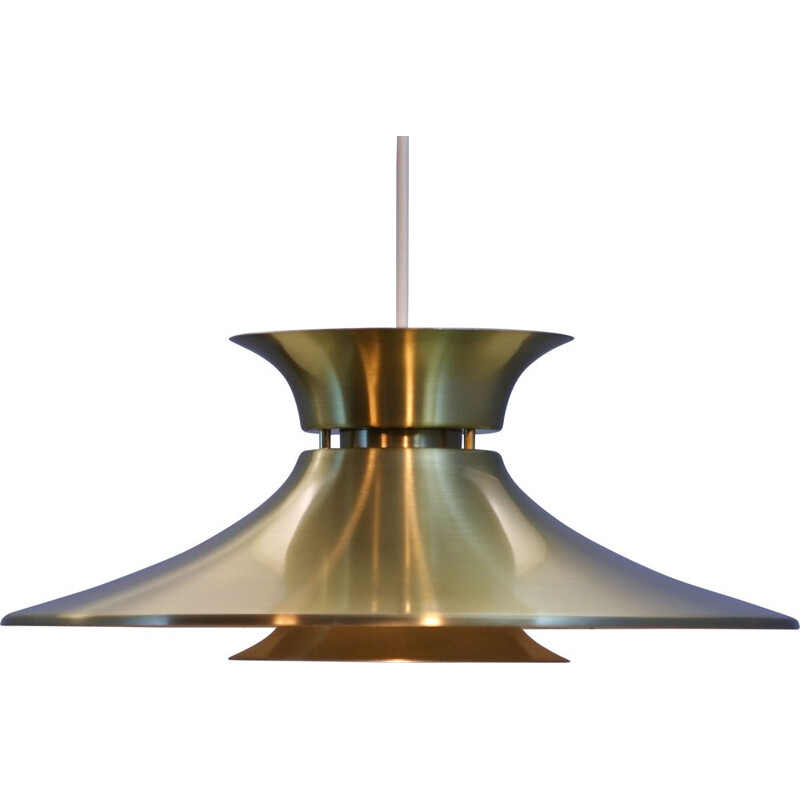 Vintage aluminium and brass pendant lamp, Denmark, 1970s