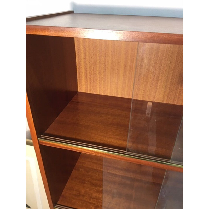 Vintage bookcase Showcase with sliding windows 1970