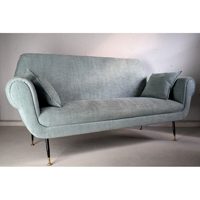 Minotti Light Green vintage Sofa by Gigi Radice, 1950s