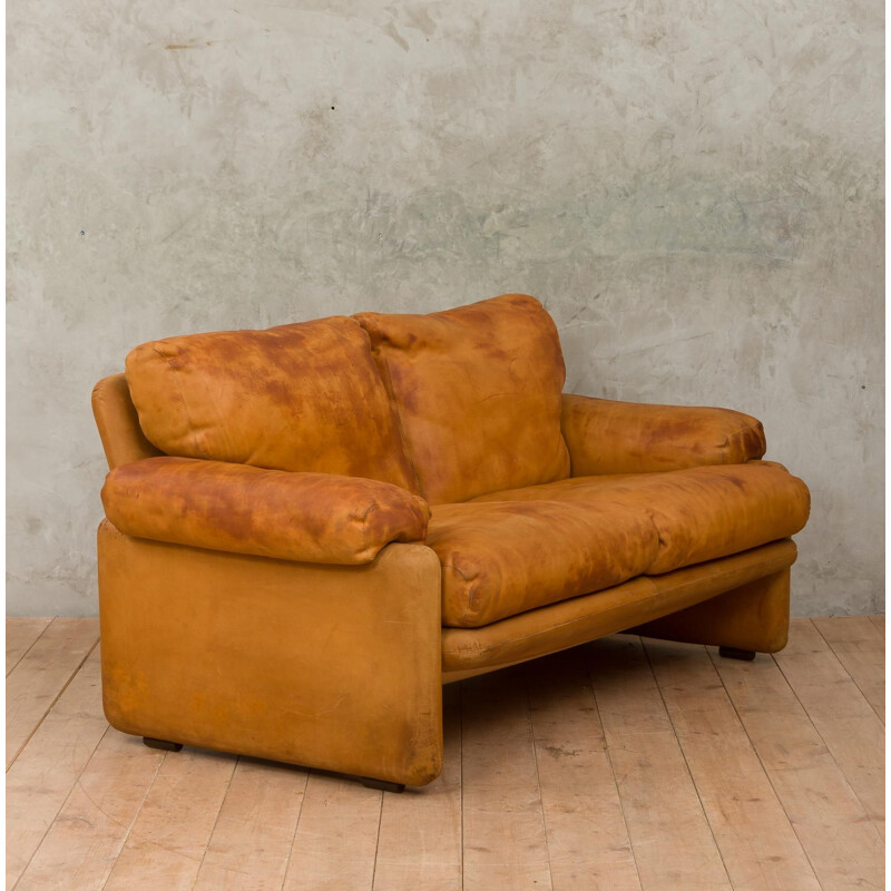 Leather vintae sofa by Tobia & Afra Scarpa for B&B Italia, 1970s