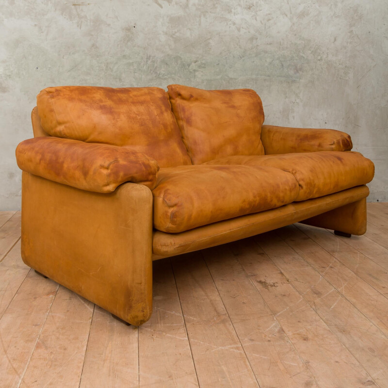 Leather vintae sofa by Tobia & Afra Scarpa for B&B Italia, 1970s