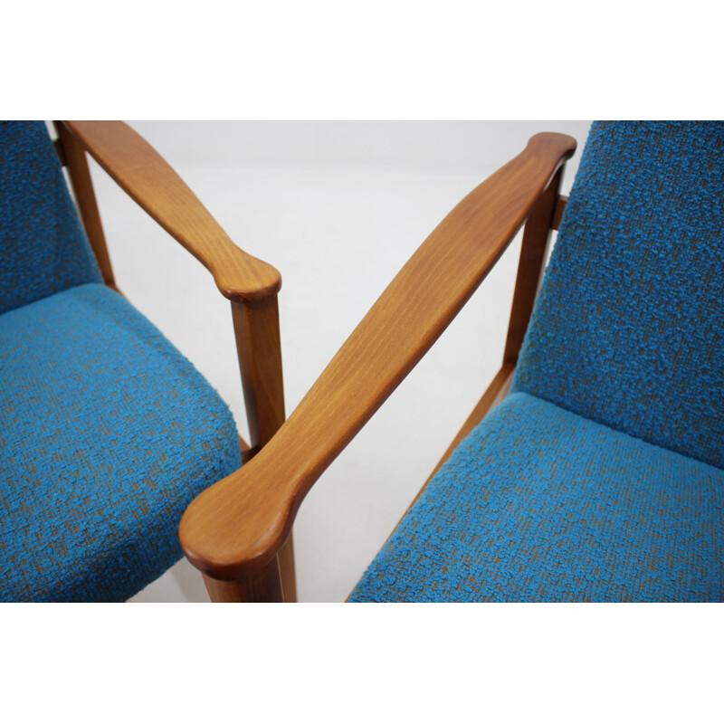 Set of 2 blue vintage armchairs, 1960s