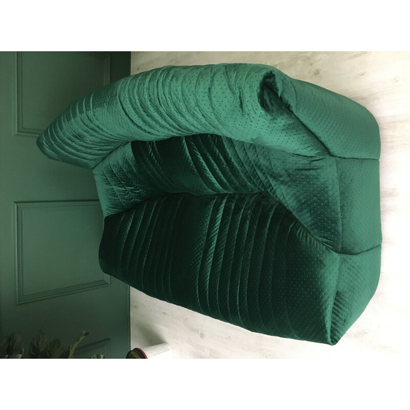 French vintage green 2-seaters sofa ARALIA by Ligne Roset, 1982s