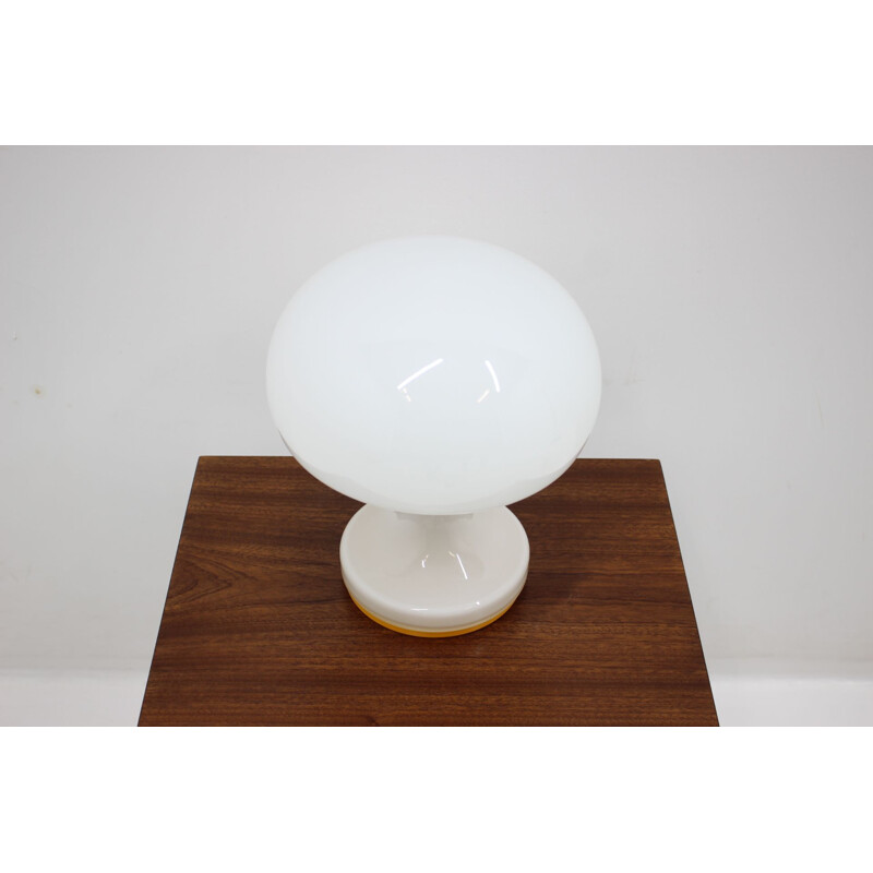 Vintage opal glass table lamp, Czechoslovakia, 1970s