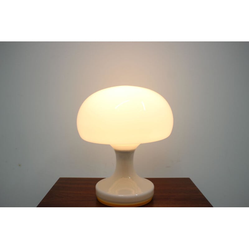 Vintage opal glass table lamp, Czechoslovakia, 1970s