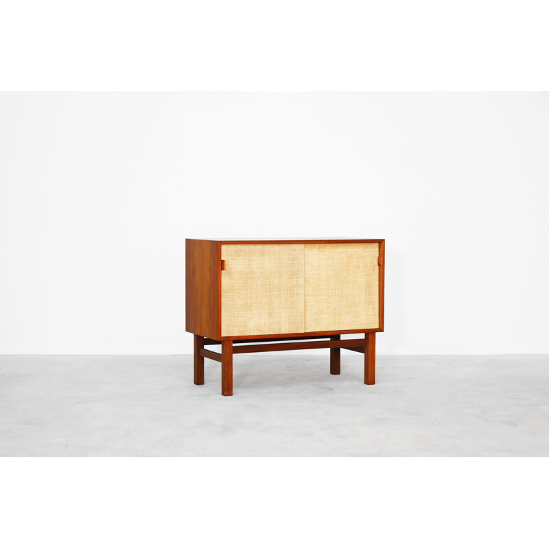 Vintage teak and leather sideboard, Denmark, 1960s