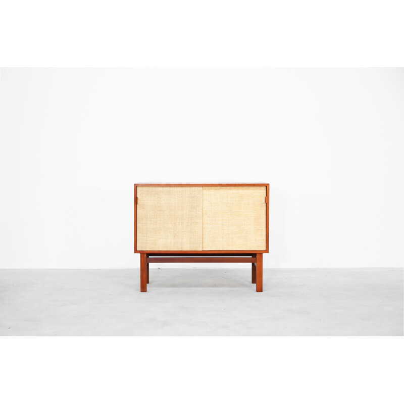 Vintage teak and leather sideboard, Denmark, 1960s