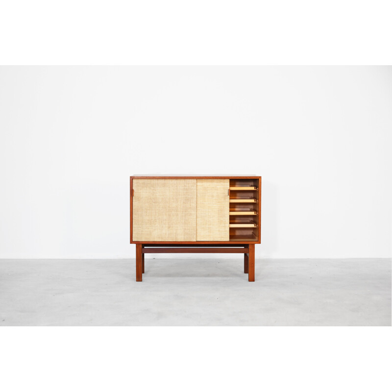 Vintage teak and leather sideboard, Denmark, 1960s