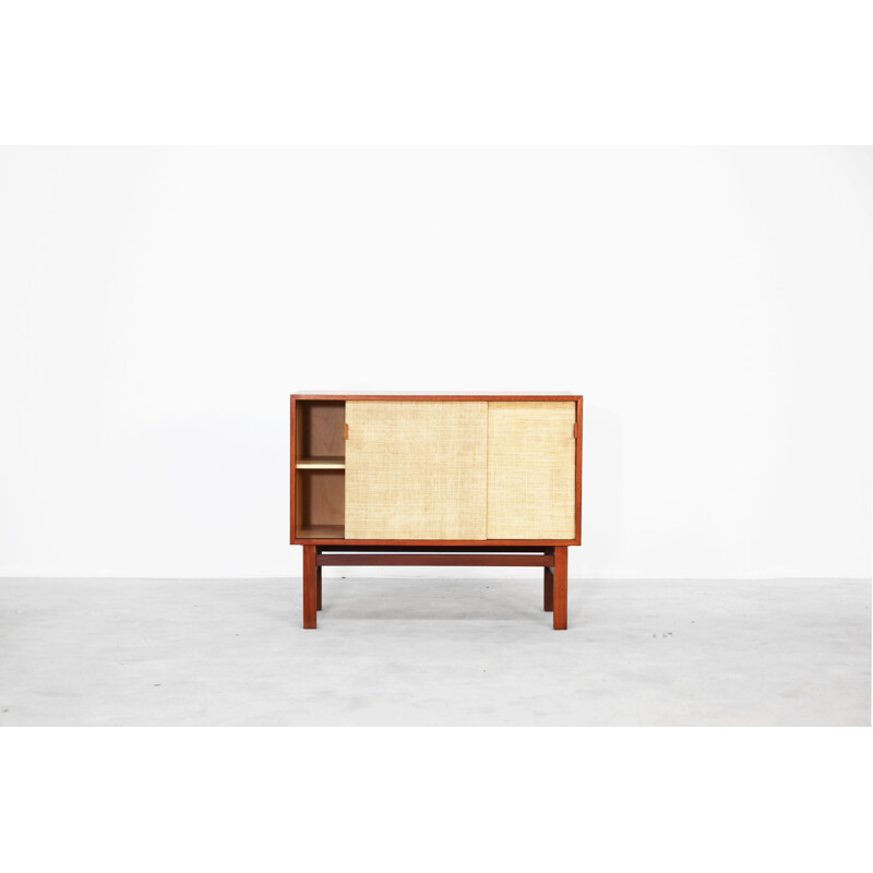 Vintage teak and leather sideboard, Denmark, 1960s