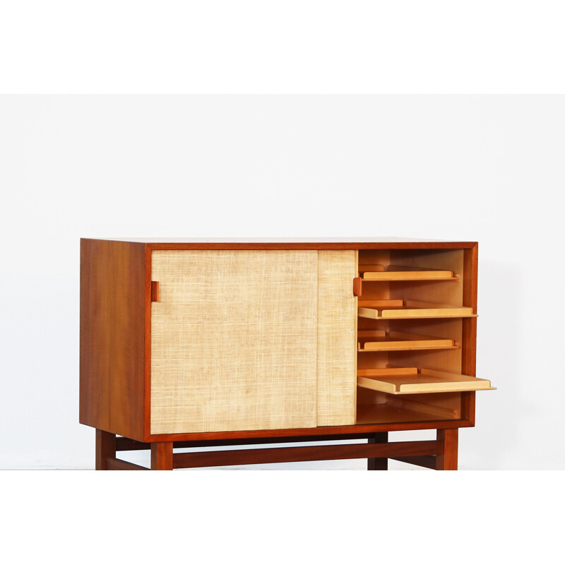 Buffet vintage en teck et cuir, Danemark, 1960