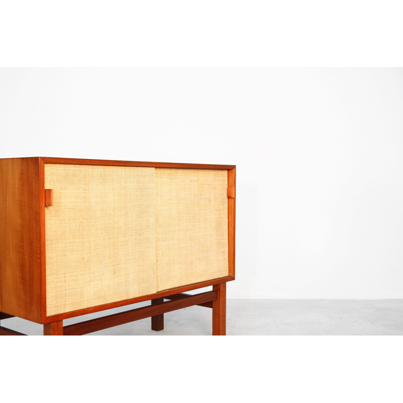 Vintage teak and leather sideboard, Denmark, 1960s