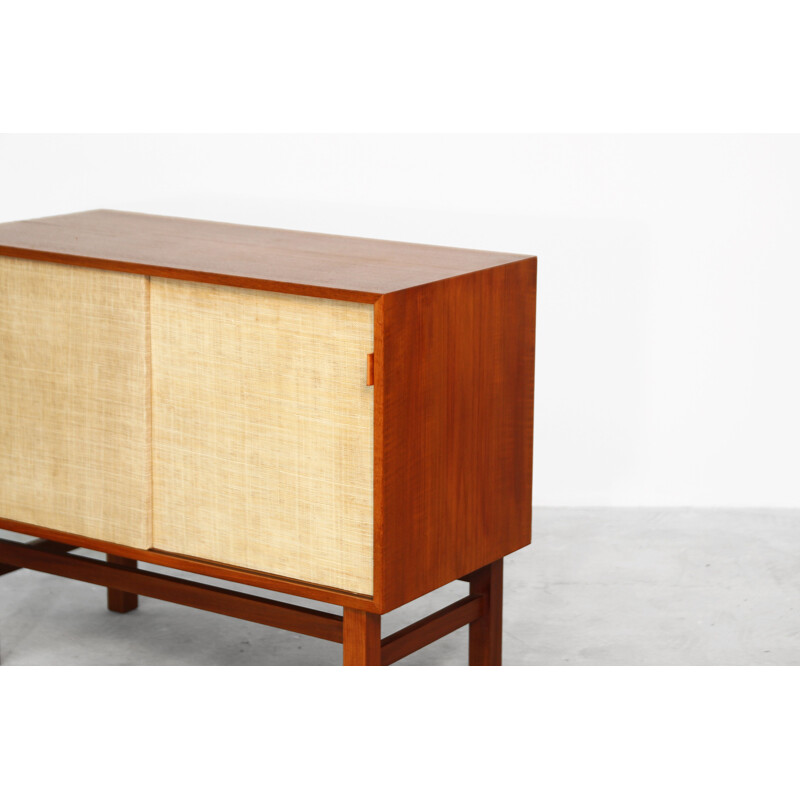 Vintage teak and leather sideboard, Denmark, 1960s