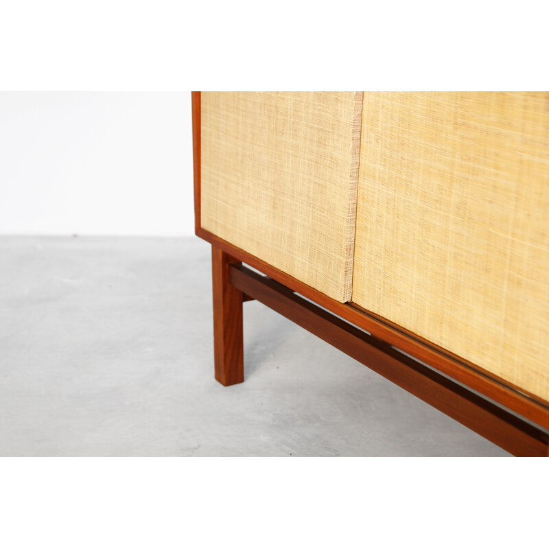 Vintage teak and leather sideboard, Denmark, 1960s