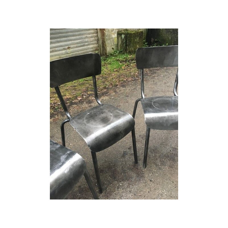 Set of 4 brass vintage bistro chairs, France