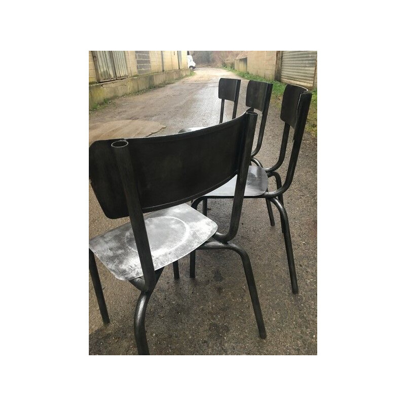 Set of 4 brass vintage bistro chairs, France