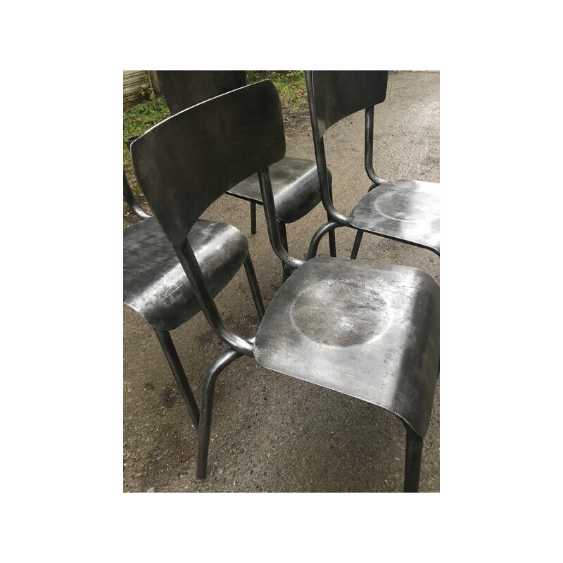 Set of 4 brass vintage bistro chairs, France