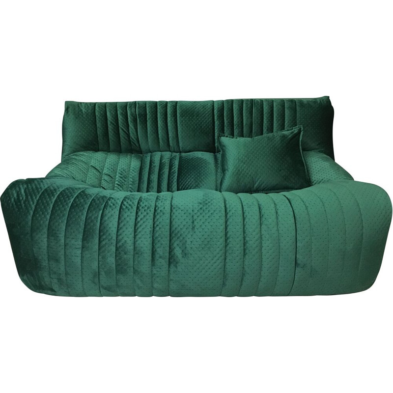 French vintage green 2-seaters sofa ARALIA by Ligne Roset, 1982s