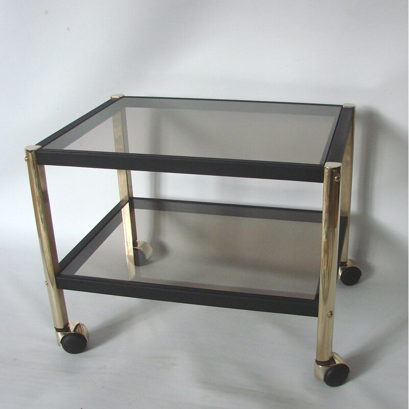 Vintage metal and glass mobile table, 1970s