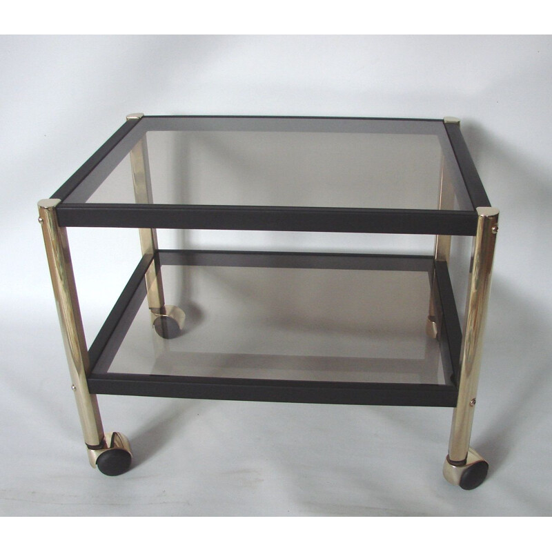 Vintage metal and glass mobile table, 1970s