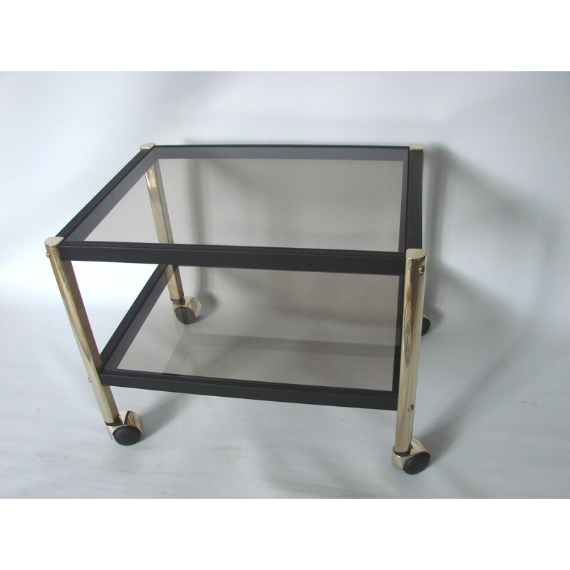 Vintage metal and glass mobile table, 1970s