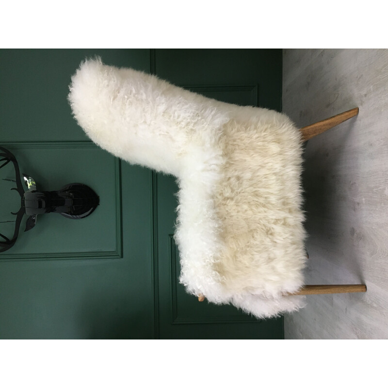 Vintage white sheepskin armchair by Parker Knoll