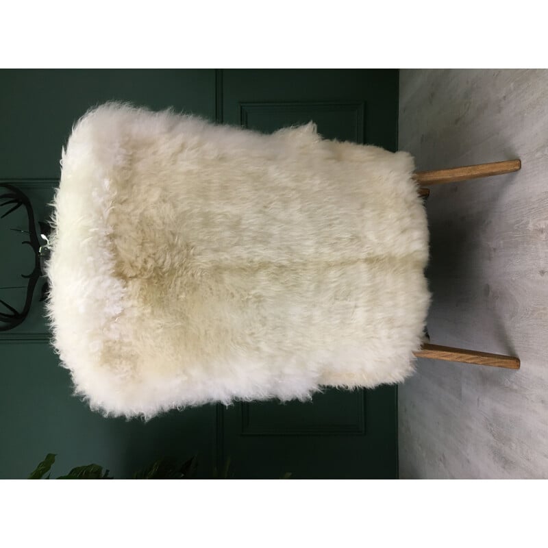 Vintage white sheepskin armchair by Parker Knoll