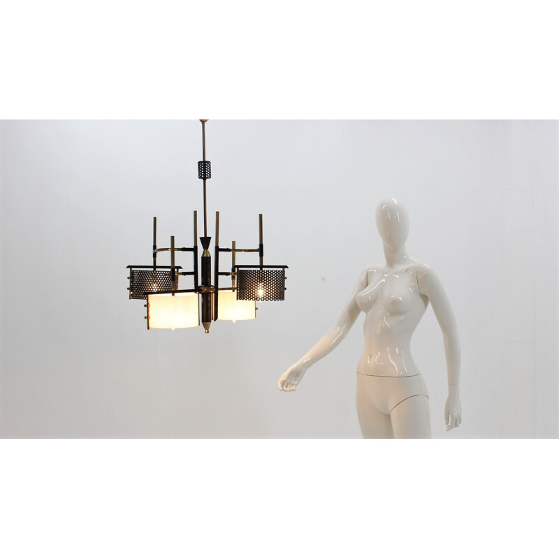 Vintage hanging chandelier by Gilardi e Barzaghi, Italy, 1950s