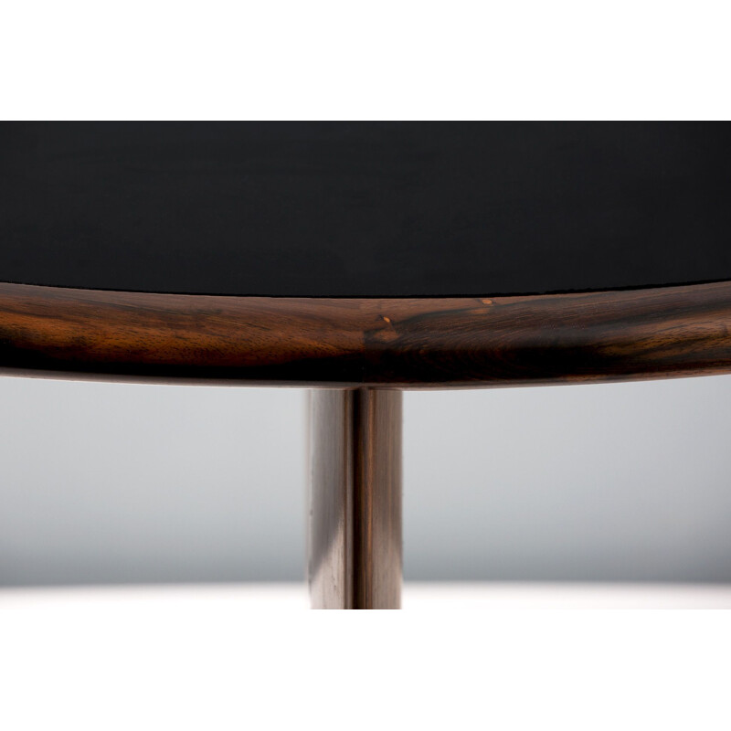 Vintage Rosewood Dining Table with Glass Top Joaquim Tenreiro 1950