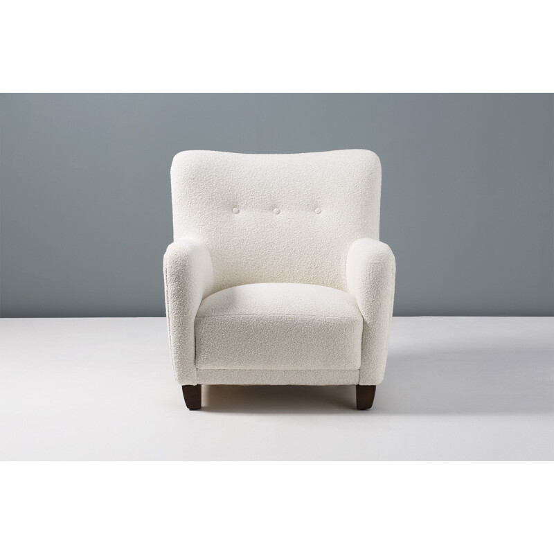 Vintage Boucle Armchair n the manner of Fritz Hansen 1940