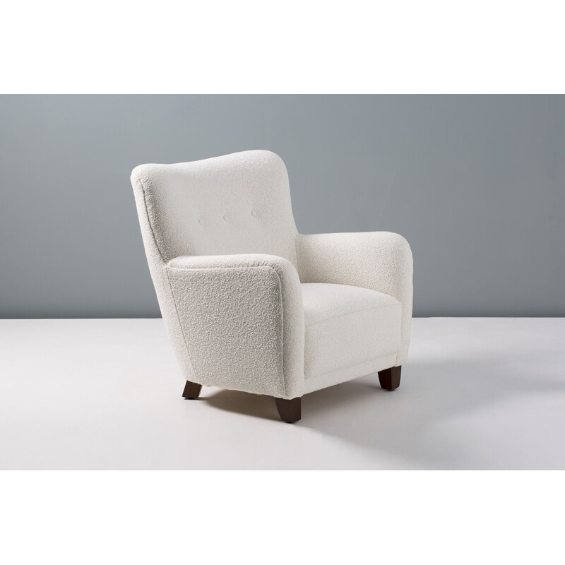 Vintage Boucle Armchair n the manner of Fritz Hansen 1940