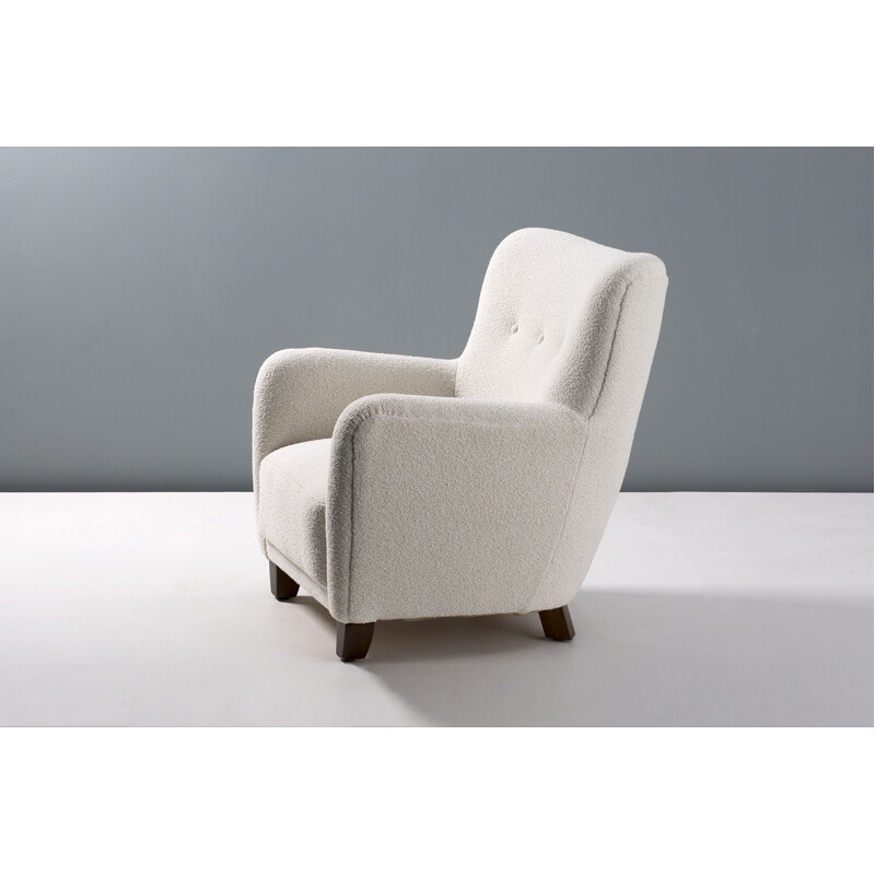 Vintage Boucle Armchair n the manner of Fritz Hansen 1940