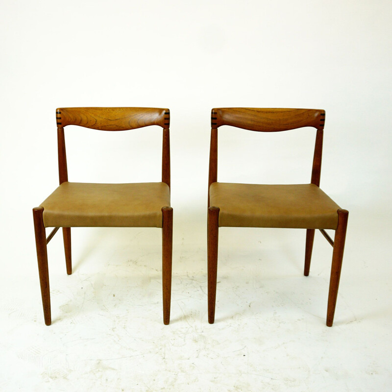 Paire de chaises à manger danoises en teck vintage de H.W. Klein pour Bramin