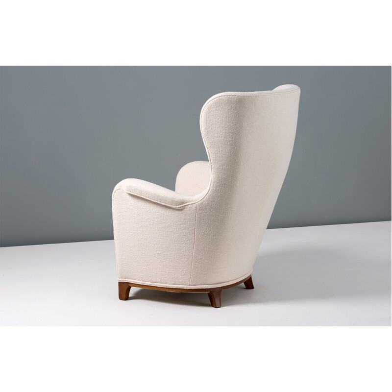 Vintage Carl Axel-Acking Swedish Mahogany Wing Chair 1940