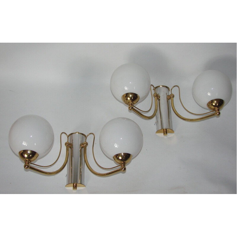 Set of  vintage globe wall sconces, 1970