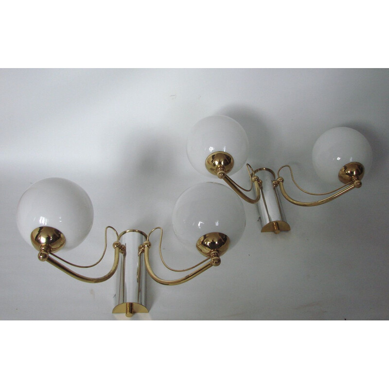 Set of  vintage globe wall sconces, 1970