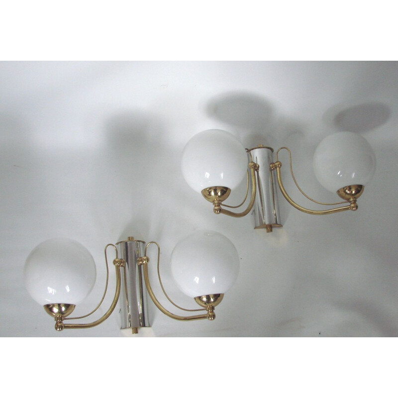 Set of  vintage globe wall sconces, 1970