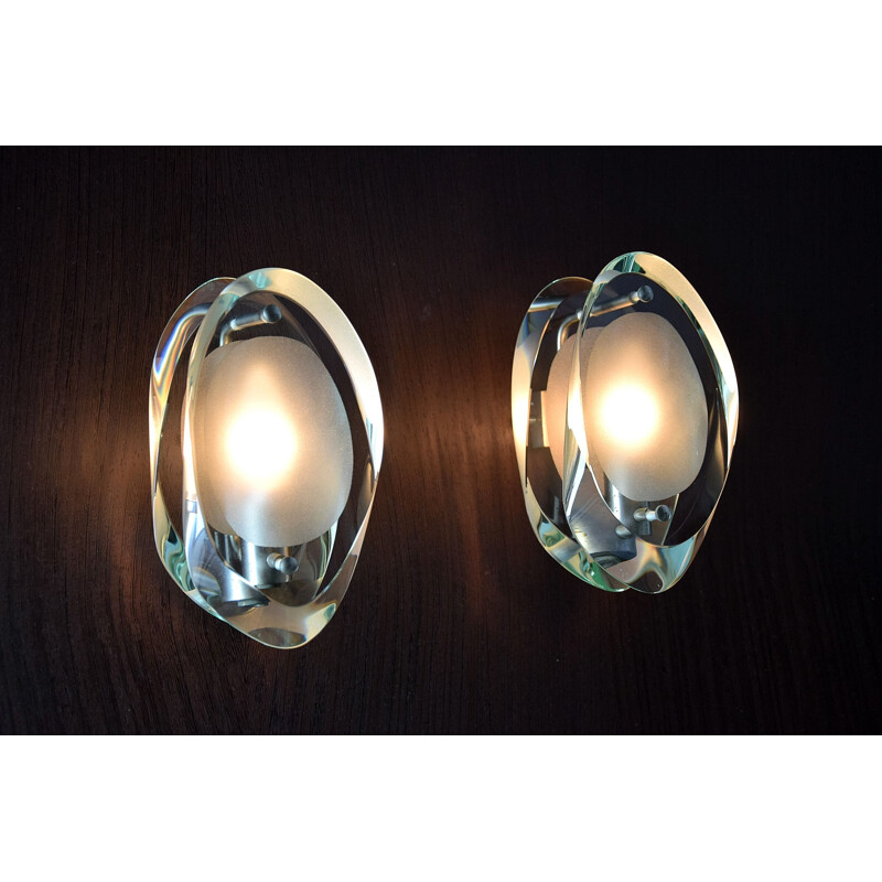 Pair of vintage Sconces by Max Ingrand for Fontana Arte 1960