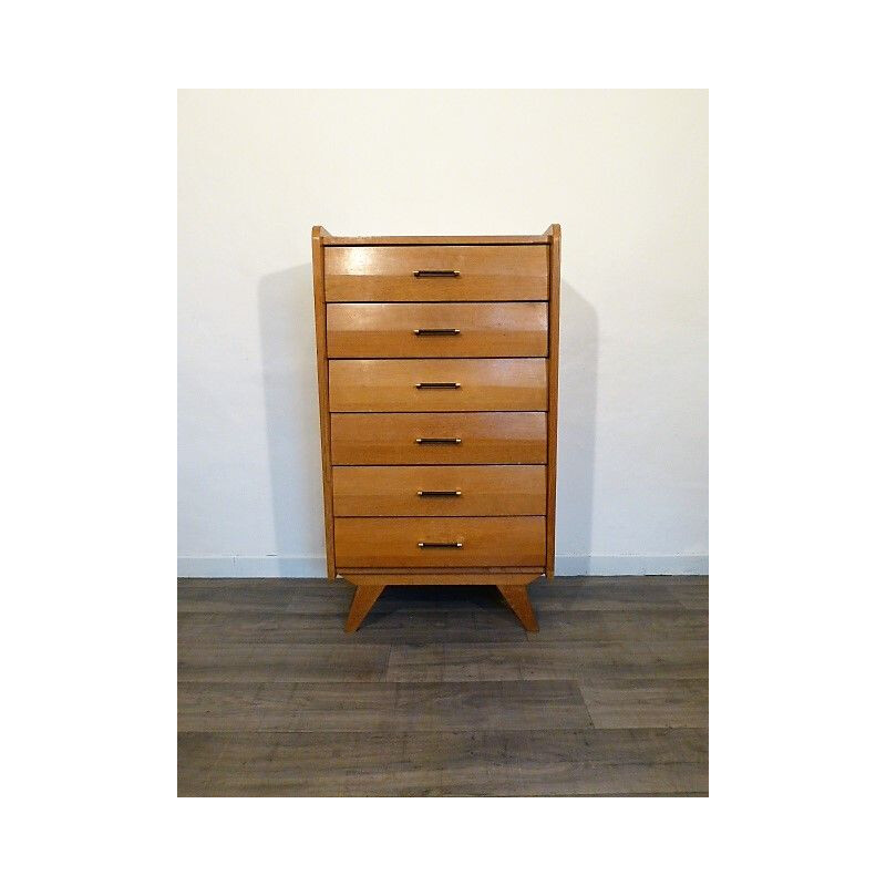 Vintage golden oak chest of drawers 1960